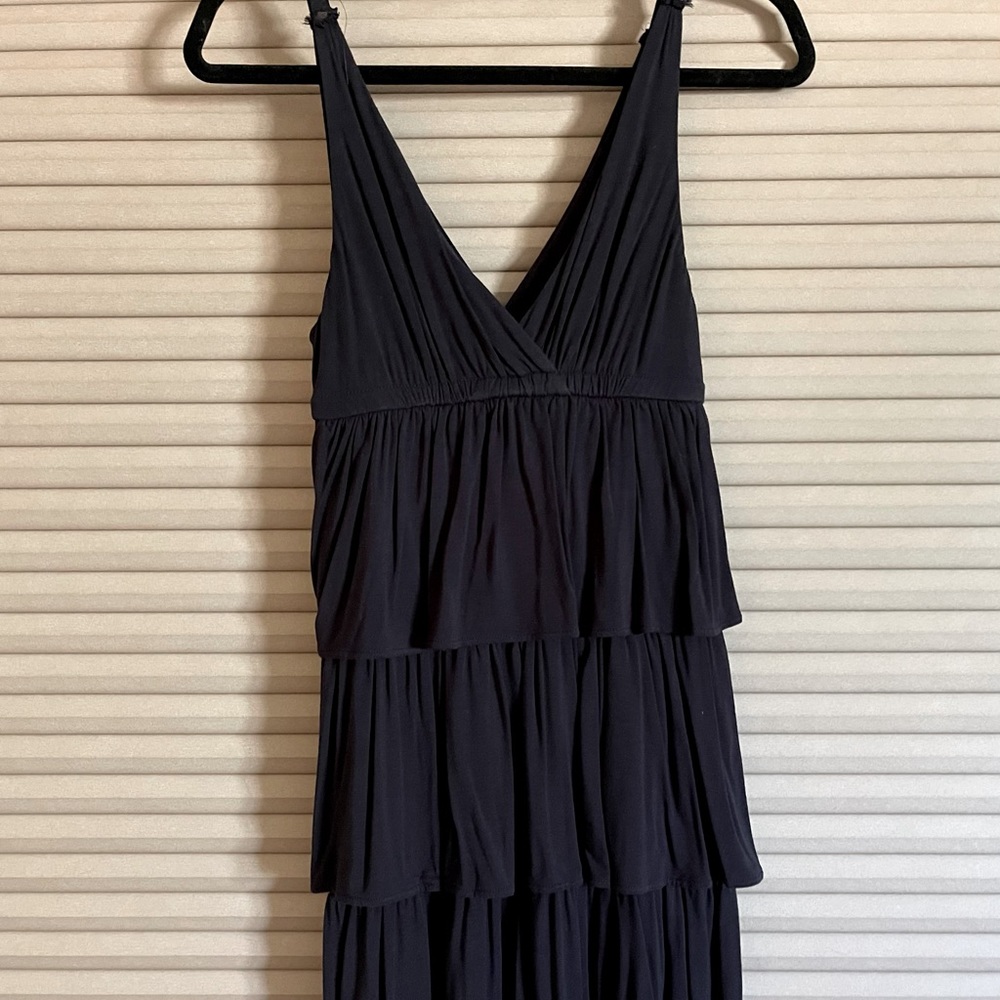 J. Crew sleeveless stretchy navy flounce dress - Picture 2 of 4